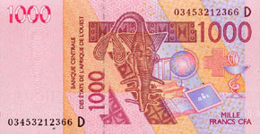P415d Mali W.A.S. D 1000 Francs Year 2013