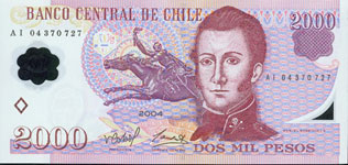 P160 Chile 2000 Pesos year nd Polymer