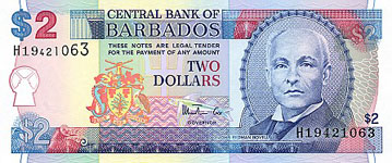 P66a Barbados 2 Dollar Year 2007