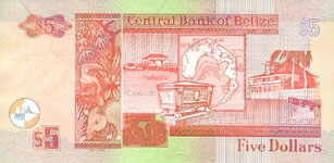 P61b Belize 5 Dollar Year 2002