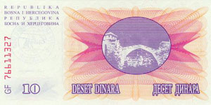 P 53c Bosnia Herzegovina 10000 Dinara Year 1993