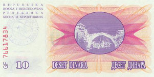 P 53d Bosnia Herzegovina 10000 Dinara Year 1993