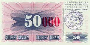 P 55c Bosnia Herzegovina 10000 Dinara Year 1993