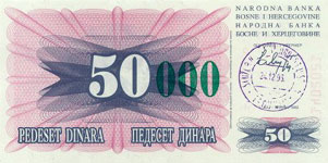 P 55d Bosnia Herzegovina 10000 Dinara Year 1993