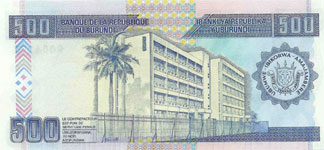 P37A Burundi 500 Francs Year 1995