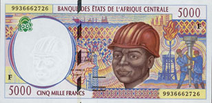 P304 F Central African Rep. 5000 Francs Year 1999