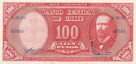 P127 Chile 10 Centesimos On 100 Pesos Year ND