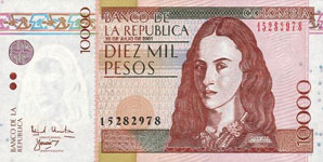 P453 Colombia 10.000 Peso Year 2002/2003/08