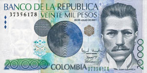P454 Colombia 20.000 Peso Year 2003