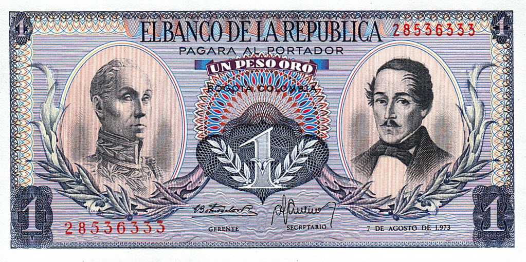 P404e Colombia 1 Peso Year 1973