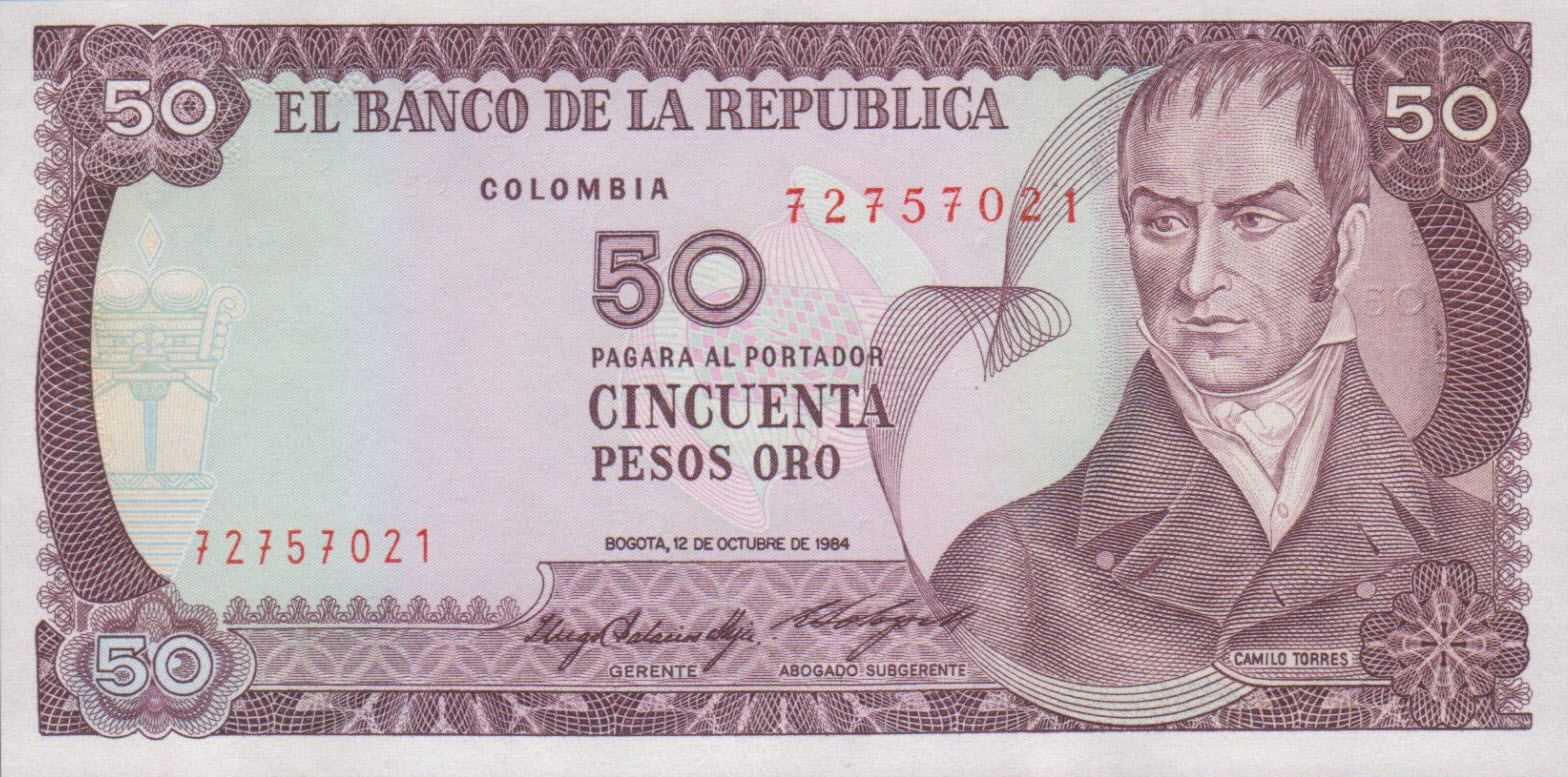 P425a Colombia 50 Pesos Year 1984