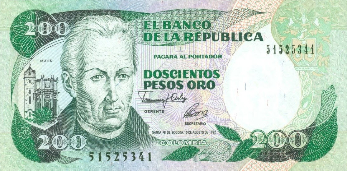 P429A Colombia 200 Pesos Year 1992