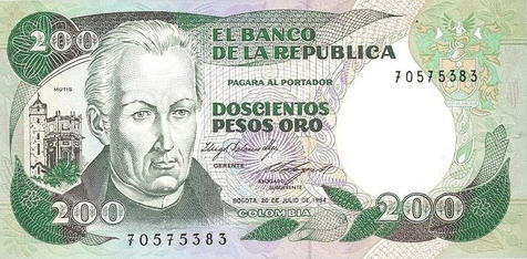 P429b Colombia 200 Pesos Year 1985
