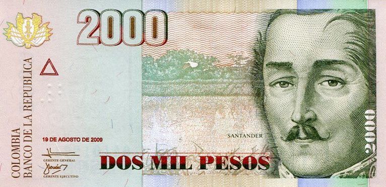P457k Colombia 20.000 Pesos Year 2009 (Braille)
