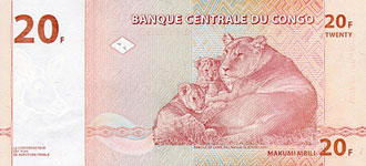 P 88A Congo Dem. Rep. 20 Francs Year 1997