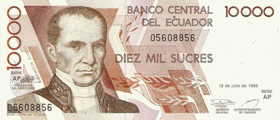 P127e Ecuador 10.000 Sucres Year 1999