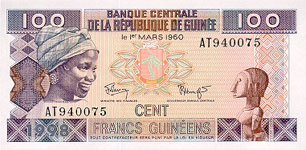 P35a Guinea 100 Francs Year 1998