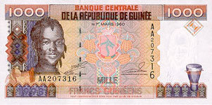 P37 Guinea 1000 Francs Year 1998