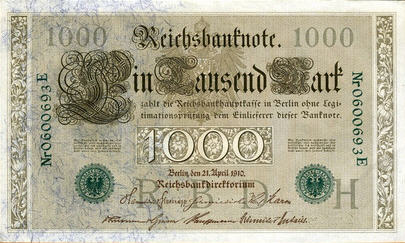 P 45b Germany 1000 Mark Year 1910