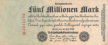 P 95 Germany 5 Million Mark Year 1923