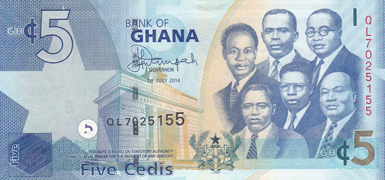 P38f Ghana 5 Cedis Year 2015