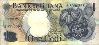 P10c/ Ghana 1 Cedi Year 1970