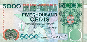 P34 a/b/c Ghana 5000 Cedis Year 1996/1998/2000