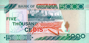 P34 a/b/c Ghana 5000 Cedis Year 1996/1998/2000