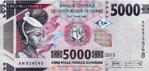 P49 Guinea 5000 Francs Year 2015