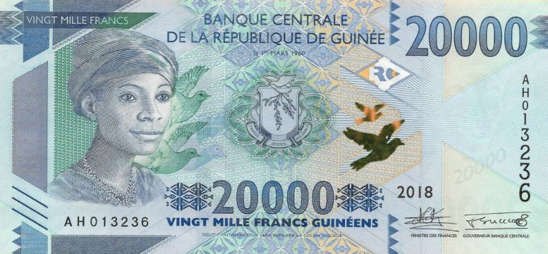 P50b Guinea 20.000 Francs Year 2018