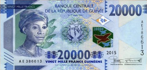 P50 Guinea 20.000 Francs Year 2015