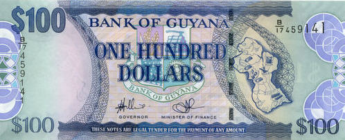 P36b Guyana 100 Dollars Year N.D2008