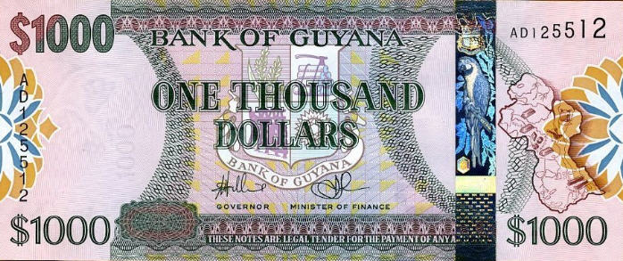 P38a Guyana 1000 Dollars nd2006