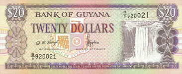 P30f Guyana 20 Dollar Year nd