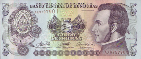 P 91a Honduras 5 Lempiras Year 2006