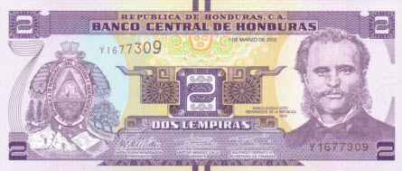 P 97 Honduras 2 Lempiras Year 2012