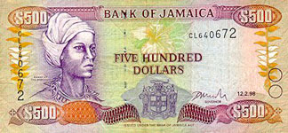 P77b Jamaica 500 Dollars Year 1996