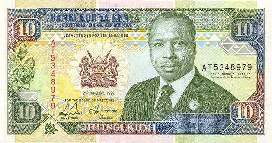 P24d Kenya 10 Shillings Year 1992