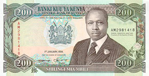 P29f Kenya 200 Shillings Year 1994