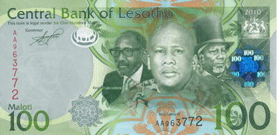 P24 Lesotho 100 Maloti year 2010