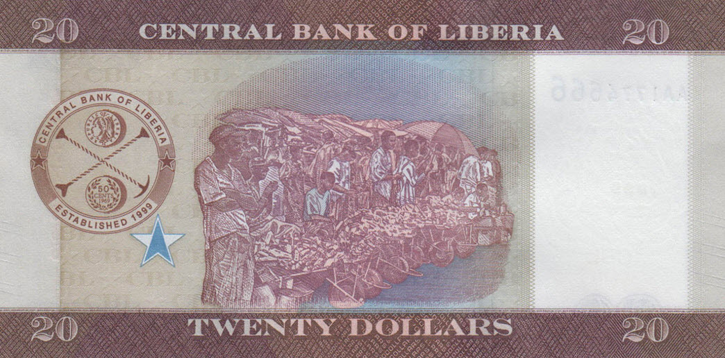 P33 Liberia 20 Dollars Year 2016