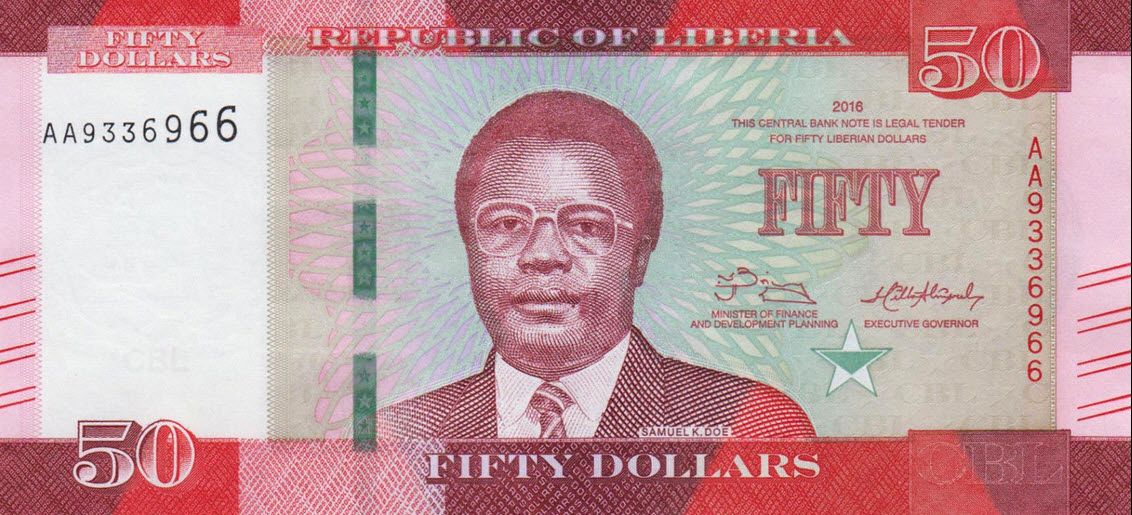 P34 Liberia 50 Dollars Year 2016