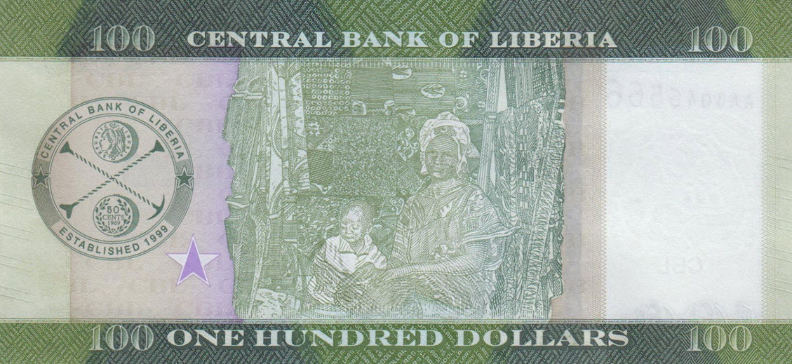 P35 Liberia 100 Dollars Year 2016