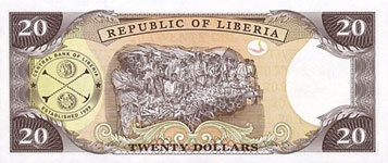 P23 Liberia 20 Dollars Year 1999