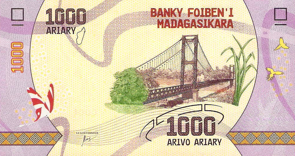 P100 Madagascar 1000 Ariary Year 2017