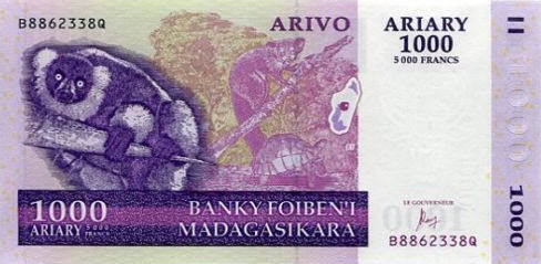 P 89c Madagascar 1000 Ariary Year 2004 (2015)