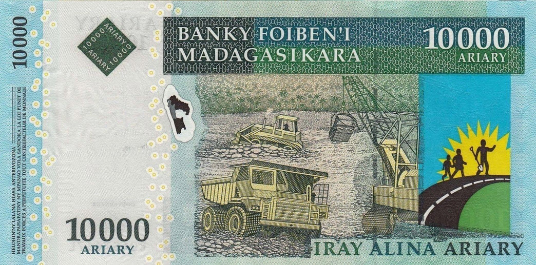P 92b Madagascar 10000 Ariary Year ND (2009)