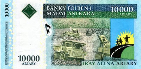 P 92c Madagascar 10000 Ariary Year ND (2015)