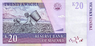 P38b Malawi 20 Kwacha Year 1997