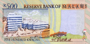 P48a Malawi 500 Kwacha Year 2001